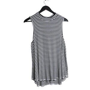 Anthropologie Pure + Good Striped Tank Top Mock Neck Casual Sleeveless Sz Medium
